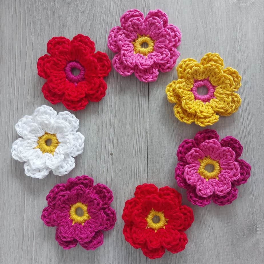 two layer free crochet flower patterns